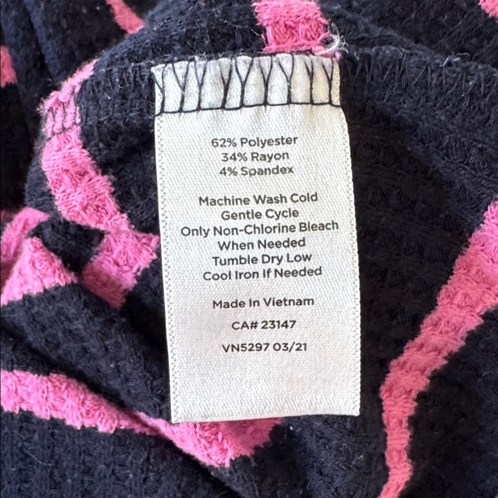 TALBOTS top size M blue pink striped cowl neck waffle knit shirt - Picture 5 of 5